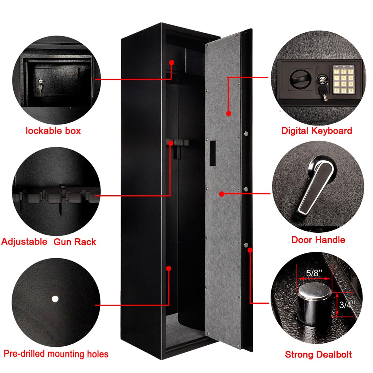 Rifle Safe, Large, 5-6 Long Guns - LARS001