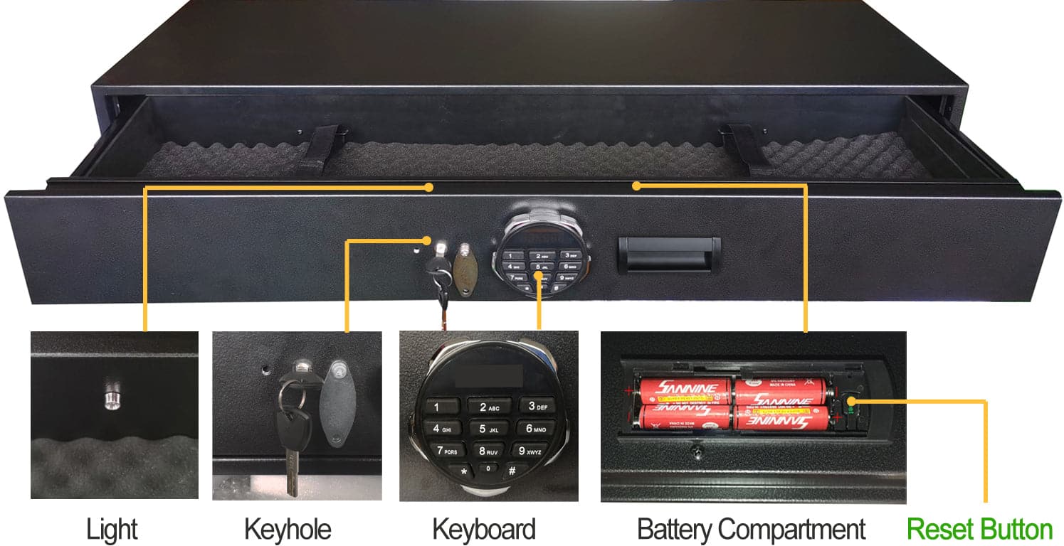 Under Bed Gun Safe, Drawer Safe for Home and Vehicle - LADS001