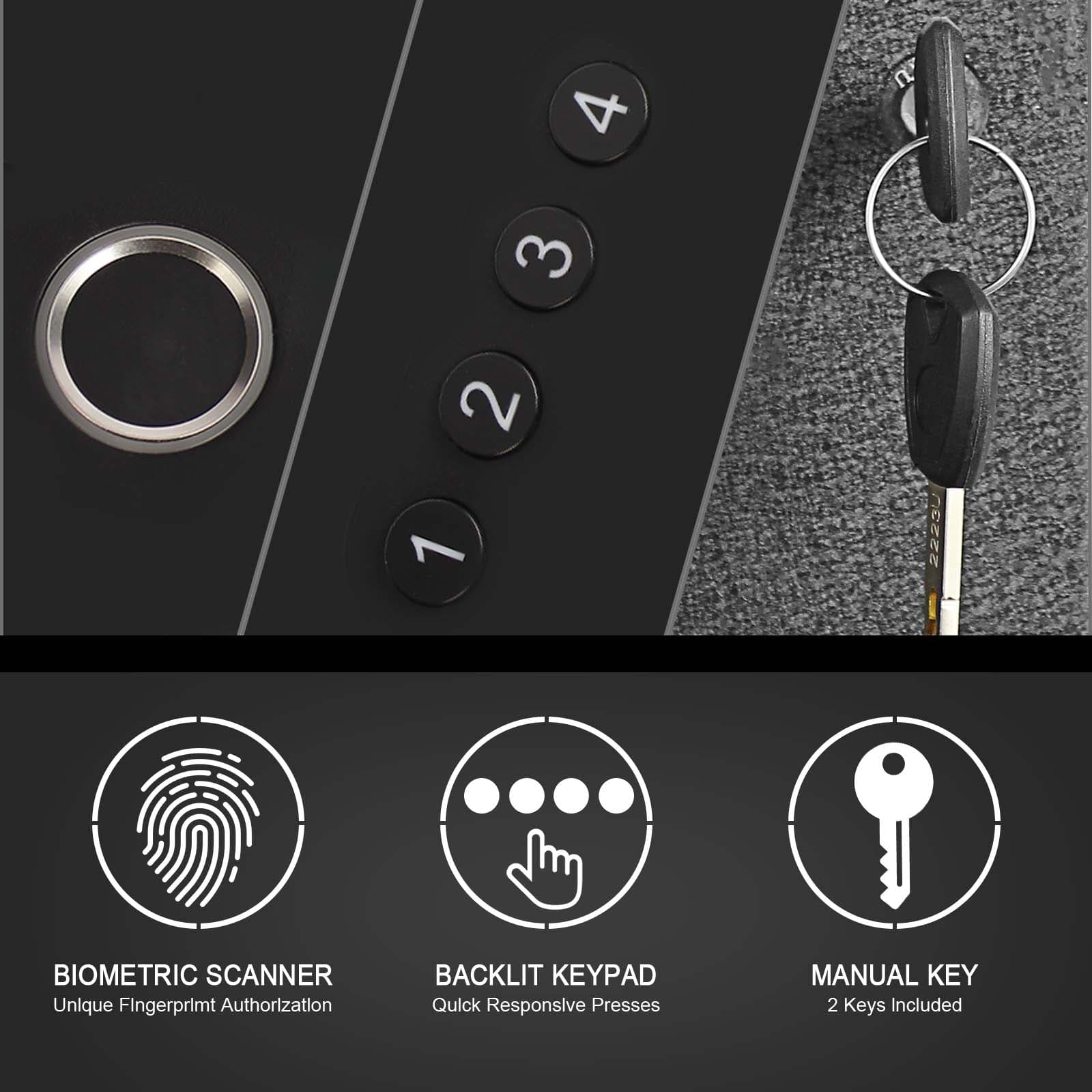 Biometric Slider Handgun Safe, Bedside Gun Safe for Quick Access - LAPS005