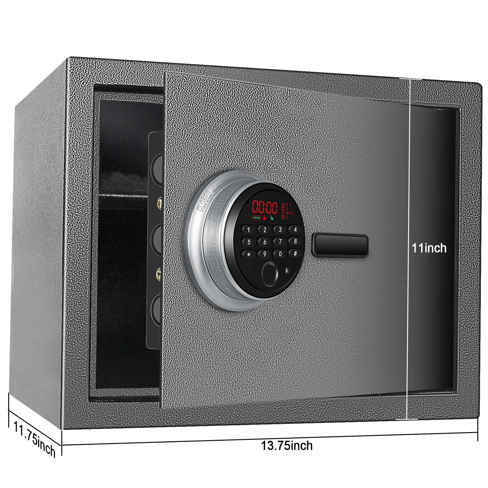 Security Biometric Safe Box - 13.75 x 11.75 x 11 Inches - Black - LACS007