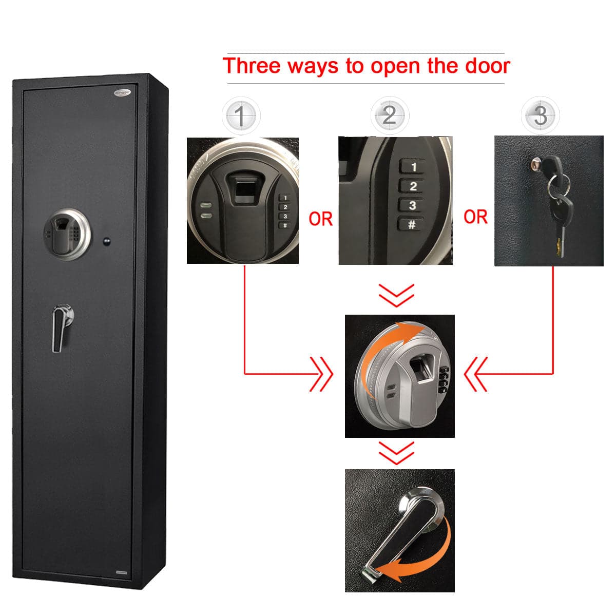 Biometric Rifle Safe, Large, 5-6 Long Gun Safe - LARS002