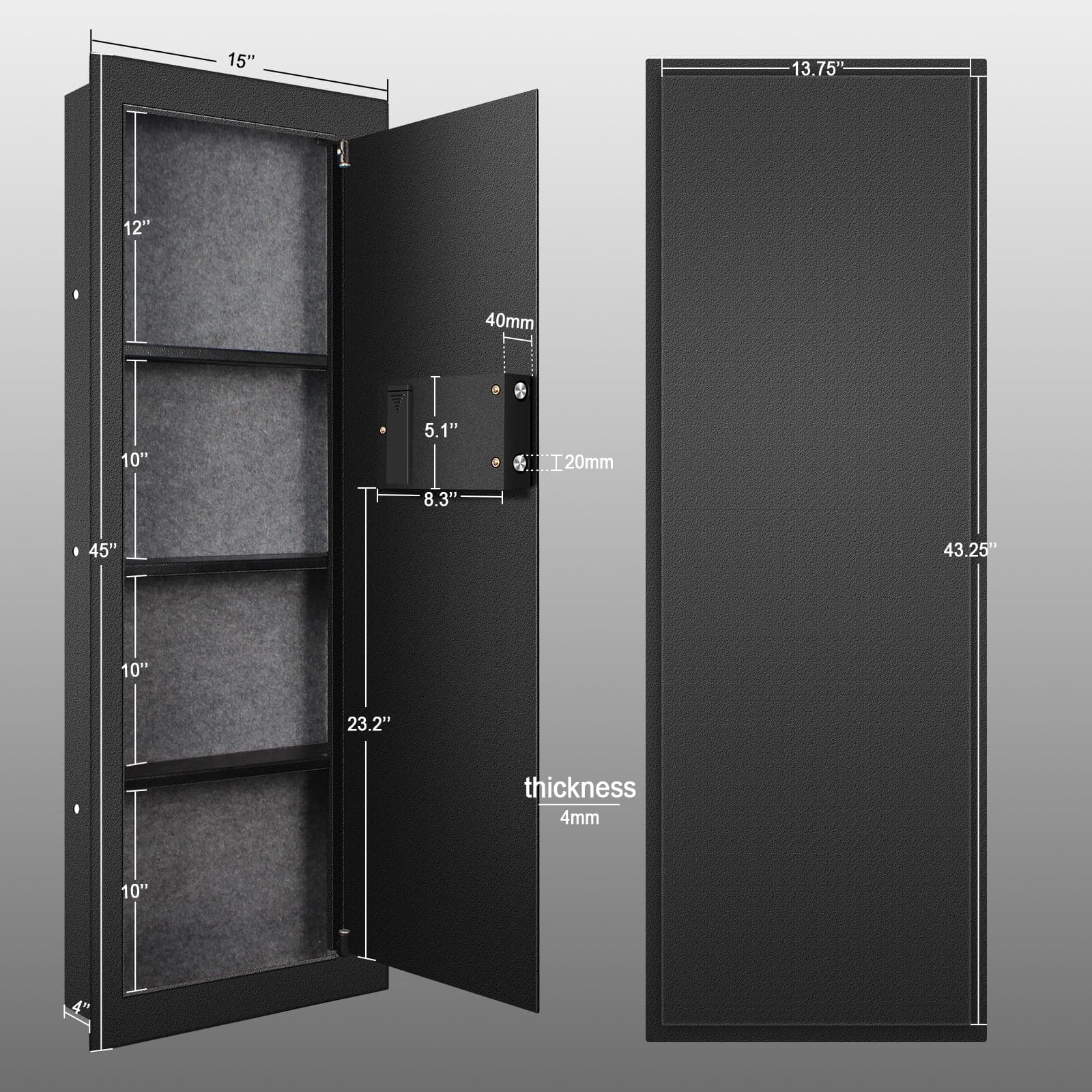 Biometric Wall Gun Safe, Large - LAWS001
