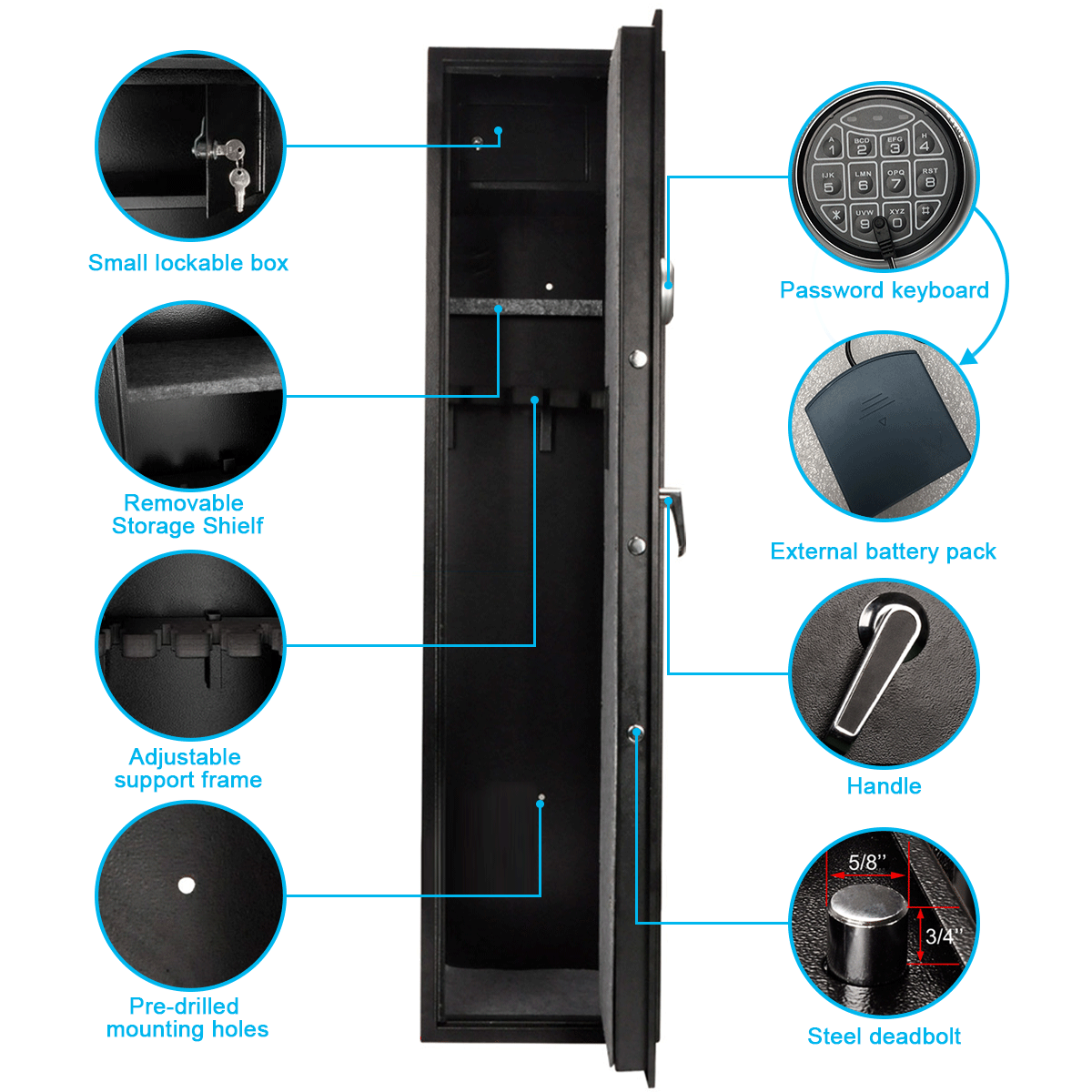 Rifle Safe, Large, 5-6 Long Gun Safe - LARS003