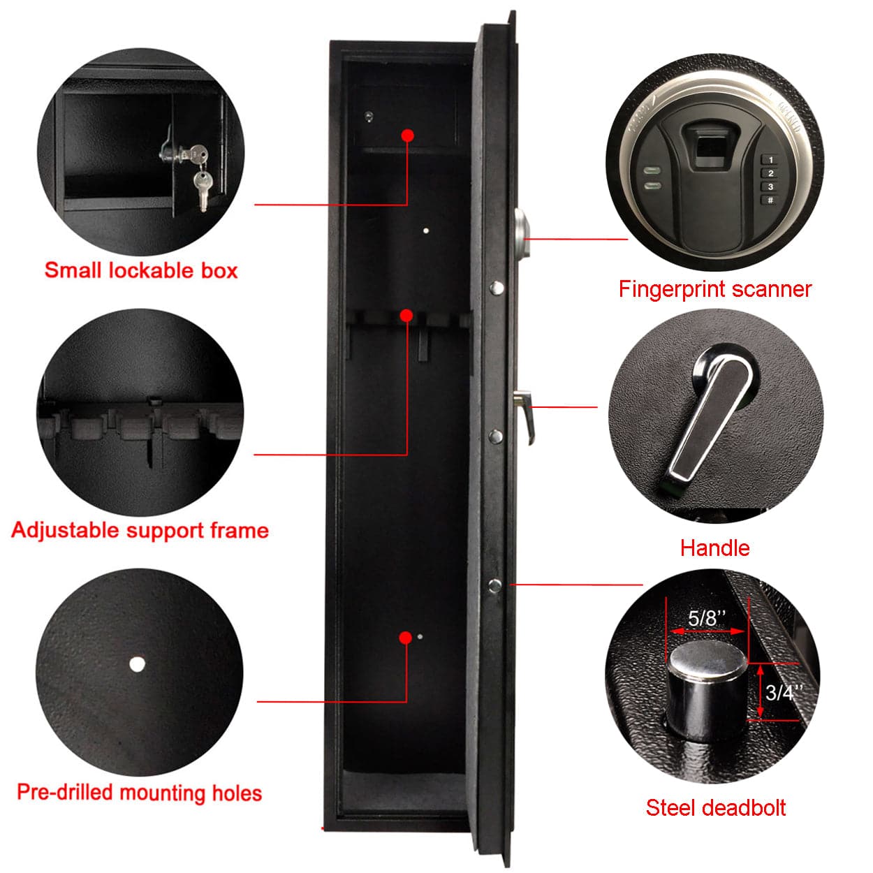 Biometric Rifle Safe, Large, 5-6 Long Gun Safe - LARS002