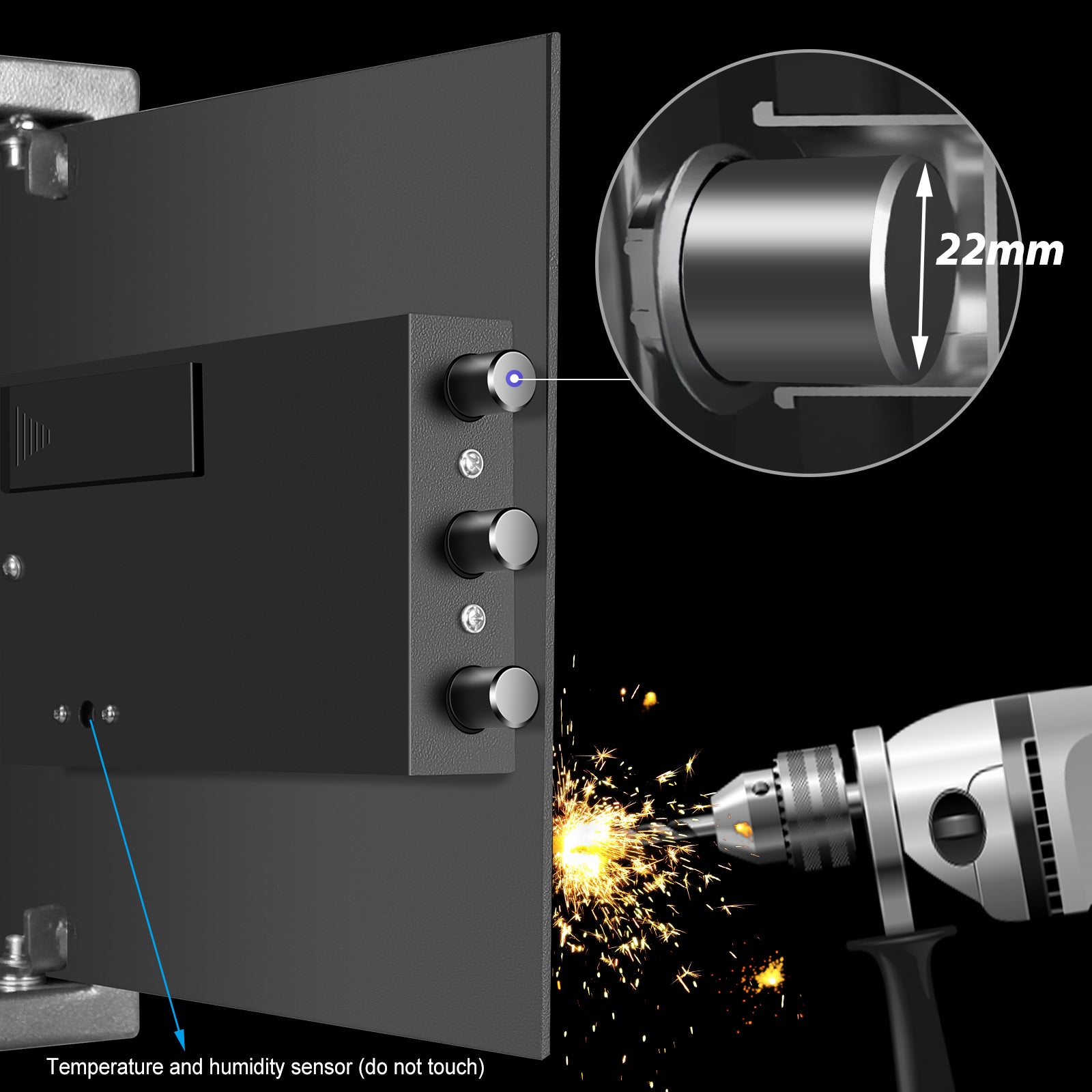 Security Biometric Safe Box - 13.75 x 13 x 15 Inches - LACS006