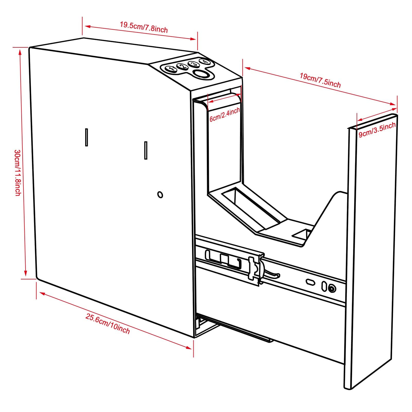 Biometric Slider Handgun Safe, Bedside Gun Safe for Quick Access - LAPS005