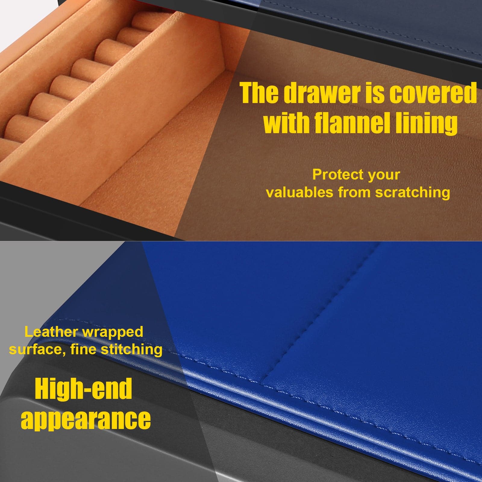 Biometric Drawer Handgun Safe, Blue Leather Wrapped - LADS003