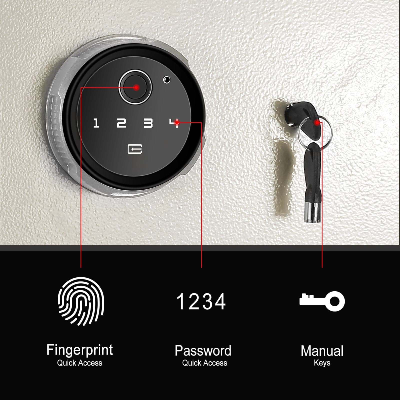 Biometric Wall Safe, White, Small - LAWS005