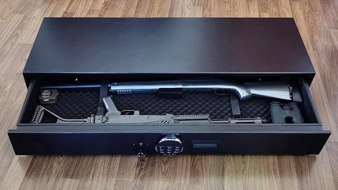 rifle safe on a wooden table