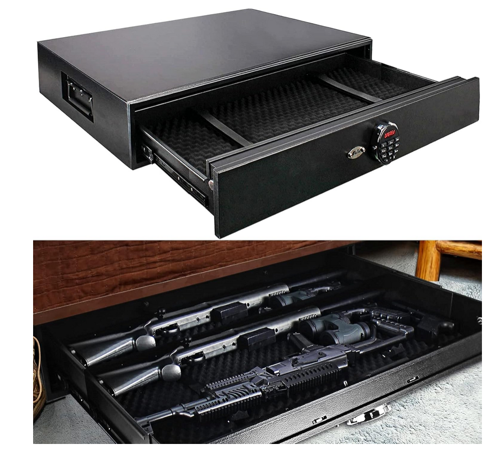 Large Under Bed Gun Safe, Drawer Safe for Home and Vehicle - LADS001B