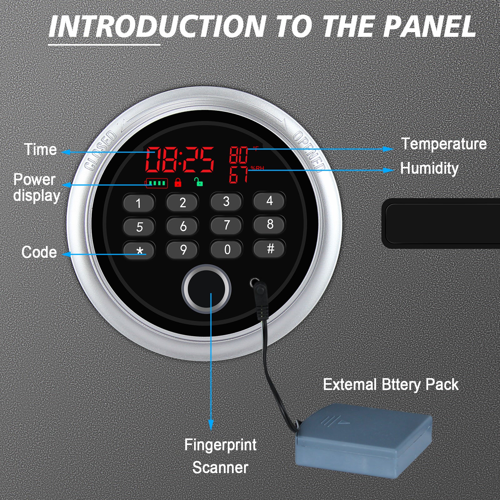 Security Biometric Safe Box - 13.75 x 11.75 x 11 Inches - Black - LACS007