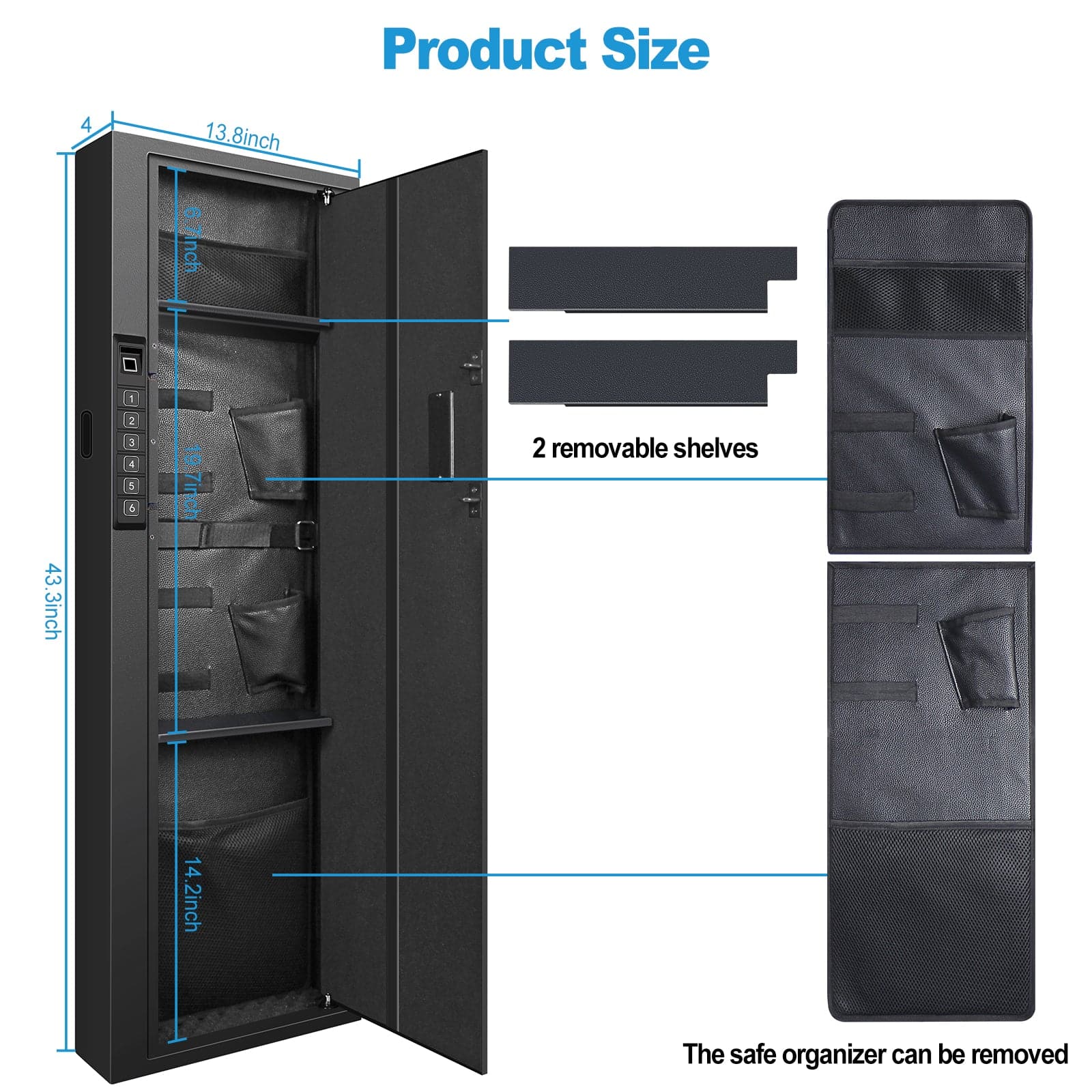 Biometric Wall Gun Safe, Large - LAWS009