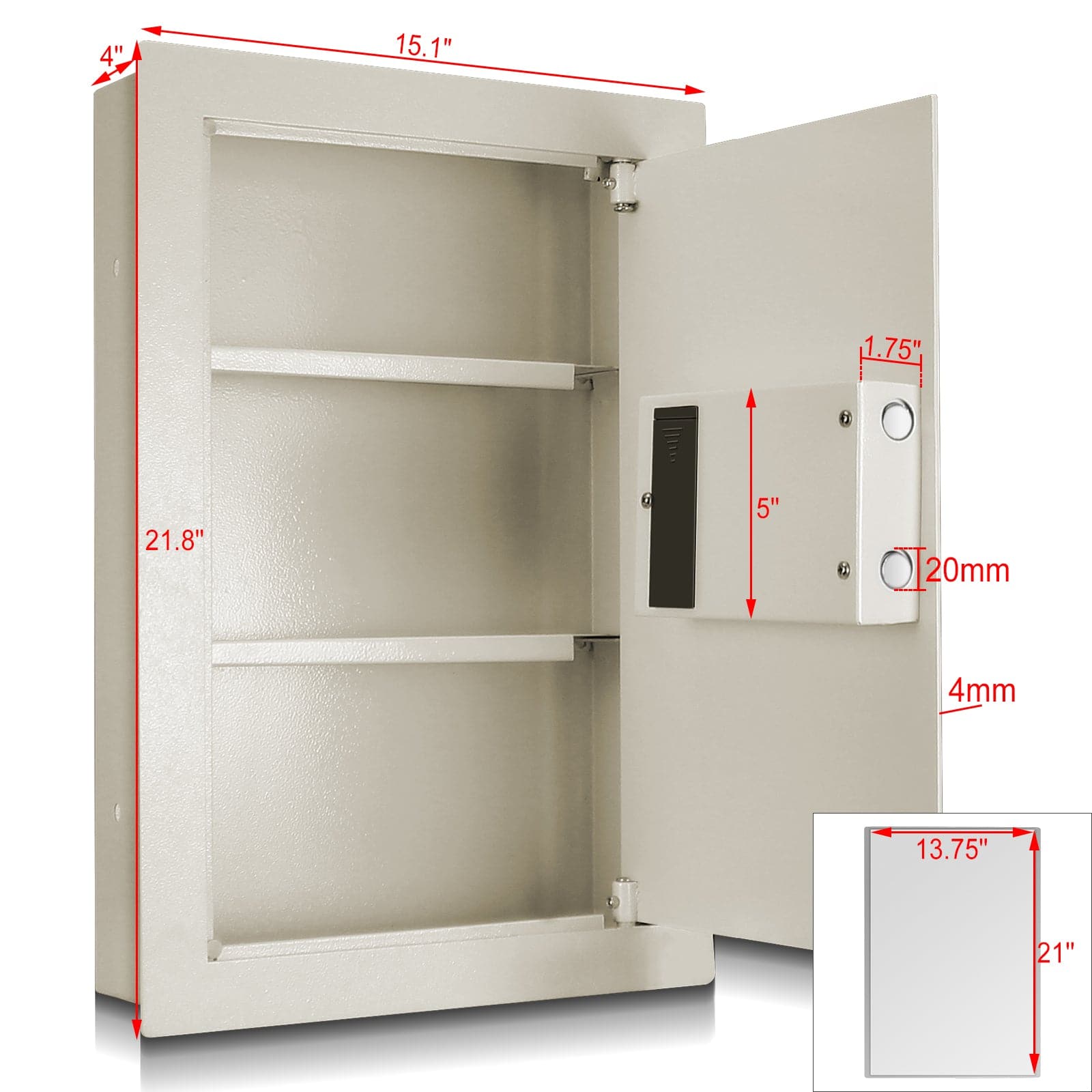 Biometric Wall Safe, White, Small - LAWS005