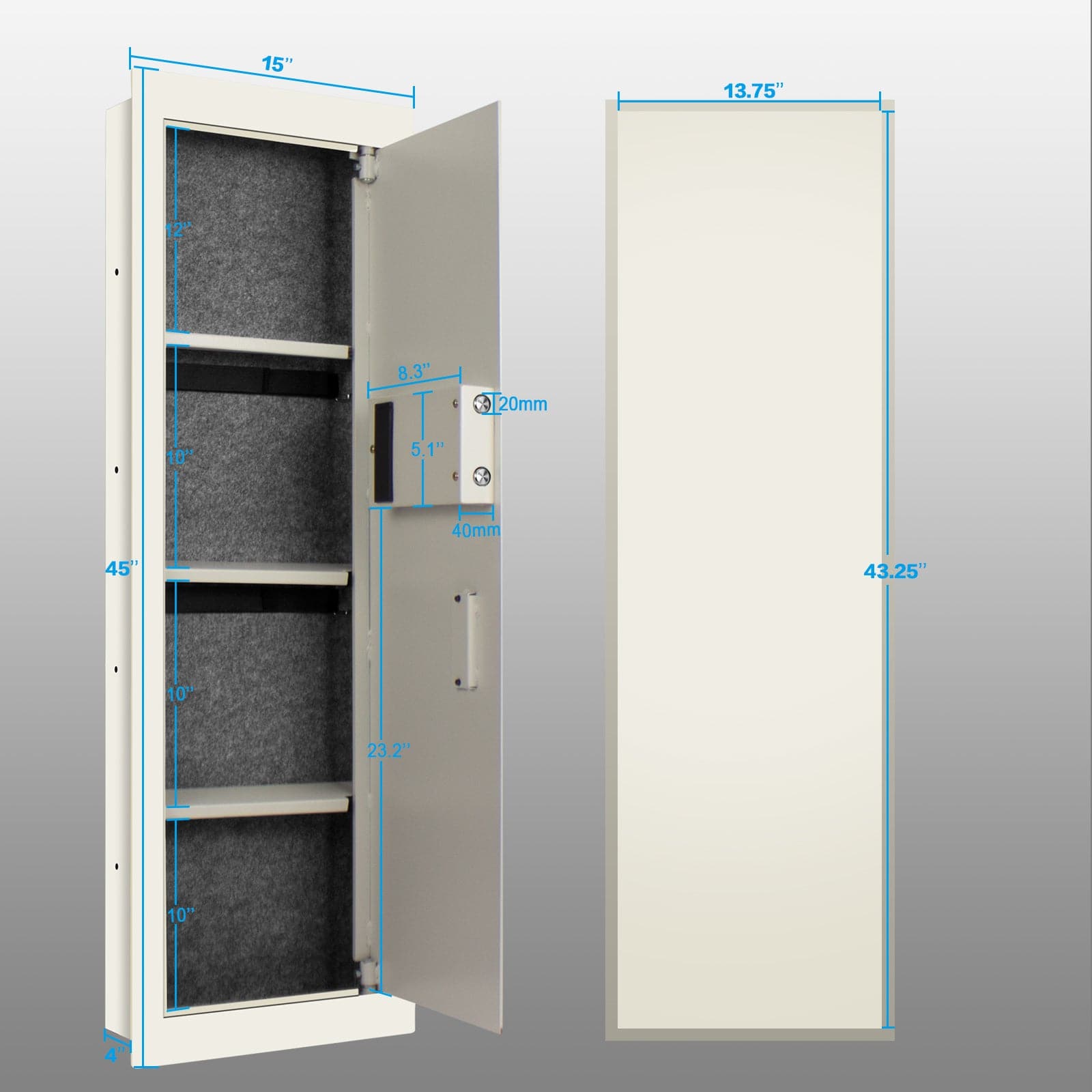 Biometric Wall Safe, White, Large - LAWS002