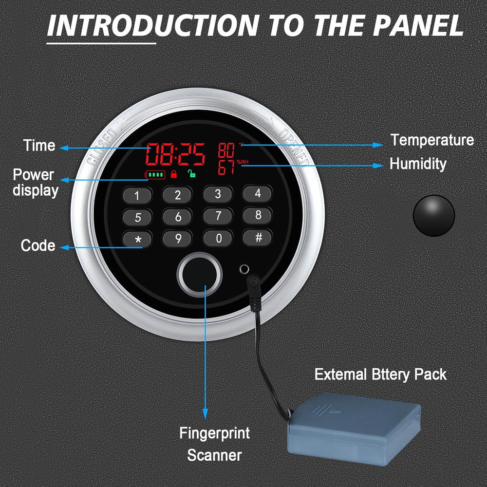 Langger Biometric Rifle Safe with Time Temperature Humidity Display