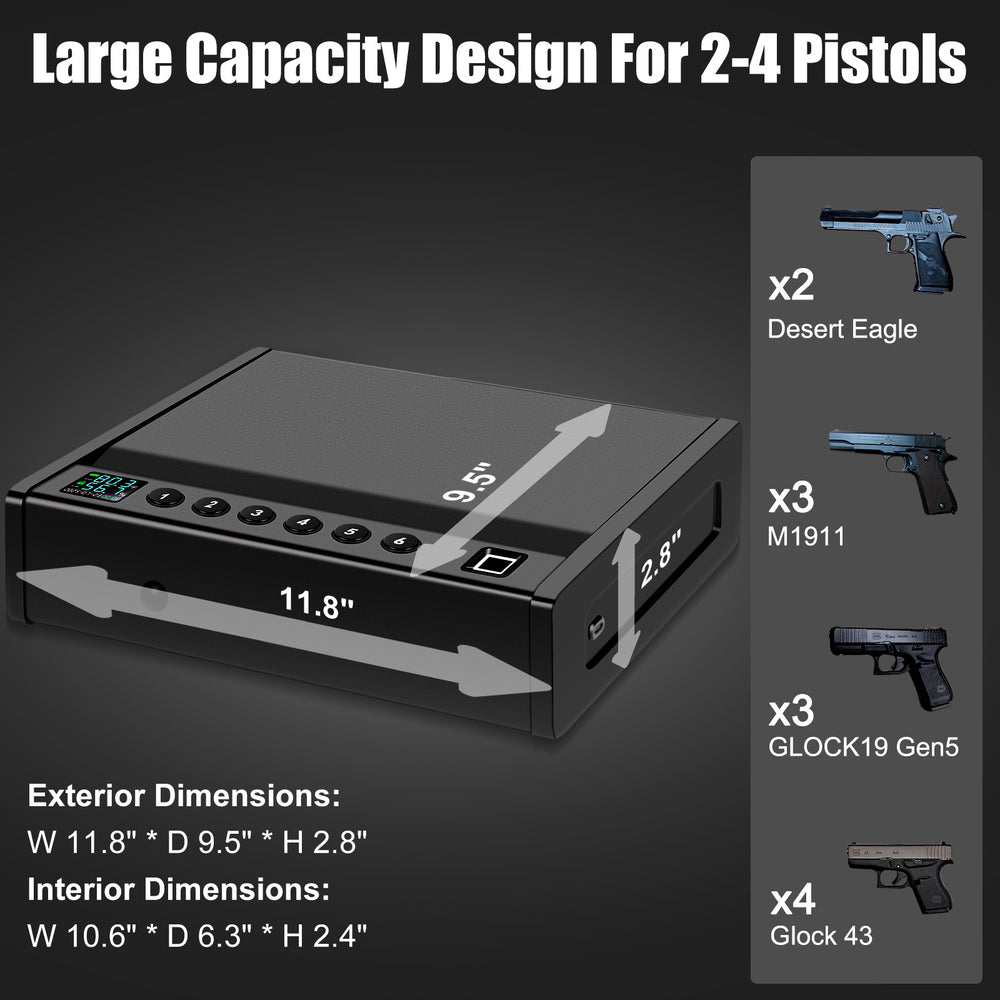 Secure Biometric Handgun Safe for Quick Access | Langger Safe