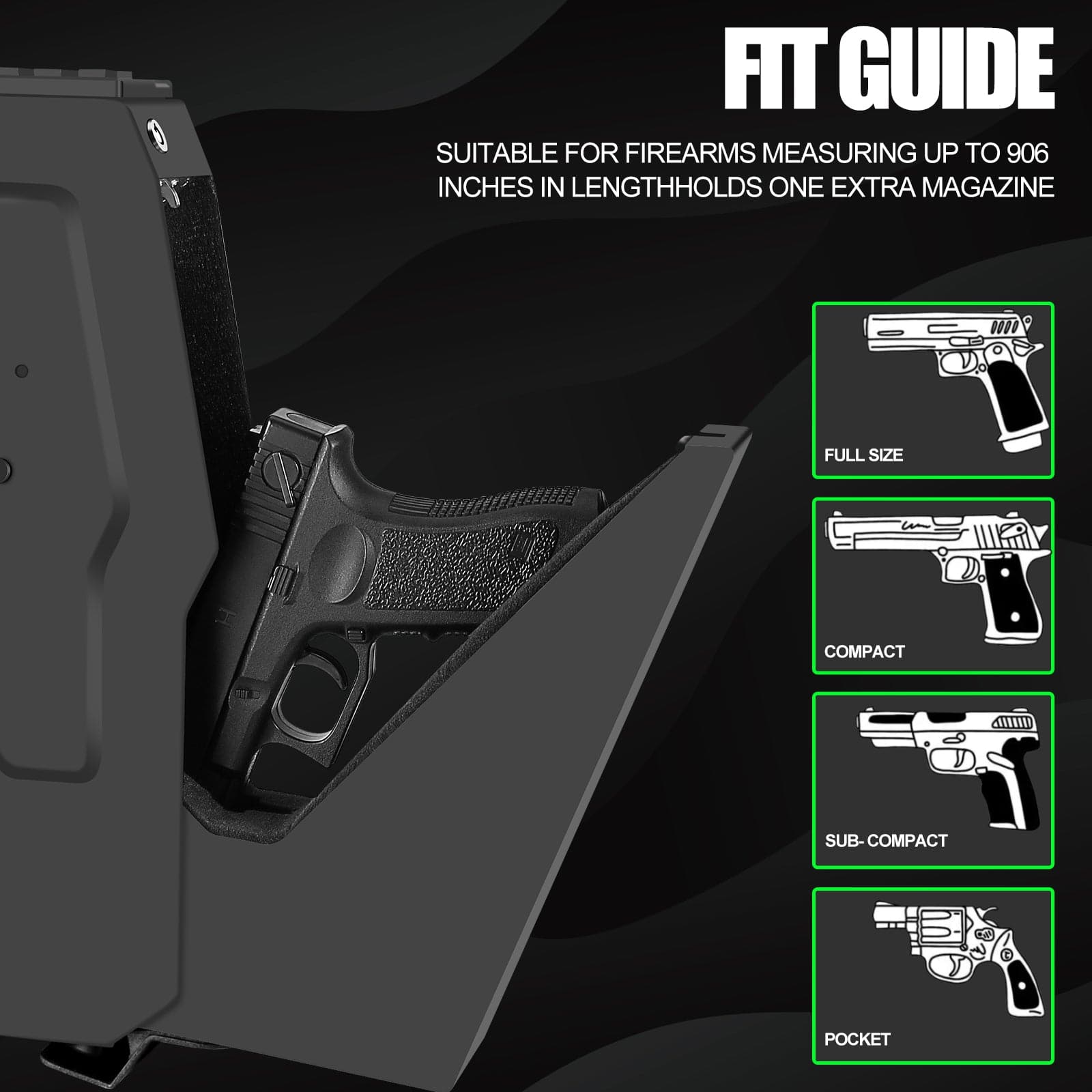 Biometric Nightstand Handgun Safe, Hidden Gun Safe for Pistol - LAPS007