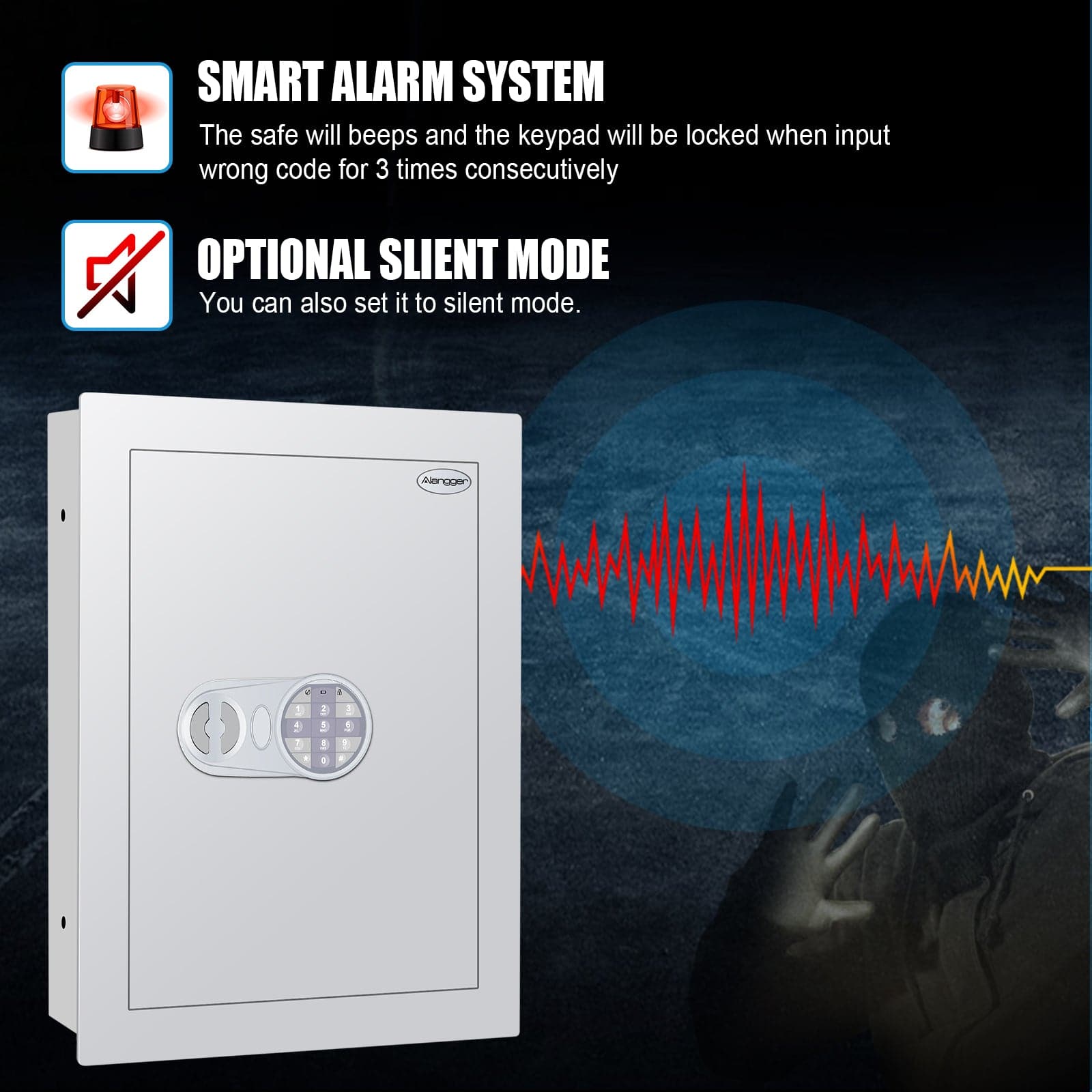Digital Wall Safe, White, Small - LAWS007