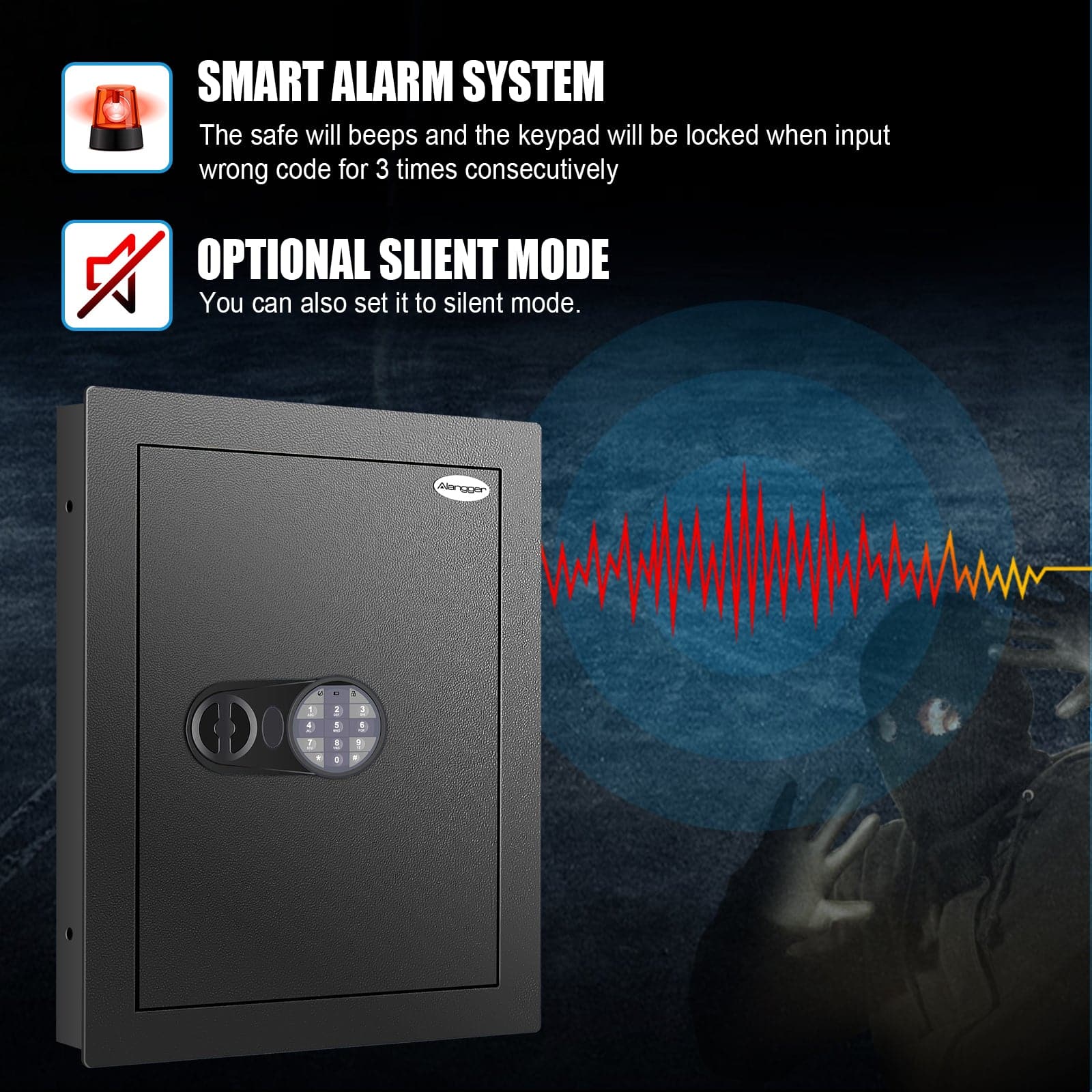 Wall Safe, Black, Small - LAWS006